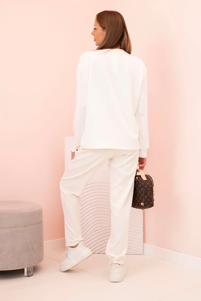Kesi Włoski Set women&#039;s buttery sweatshirt and pants with elastic ecru