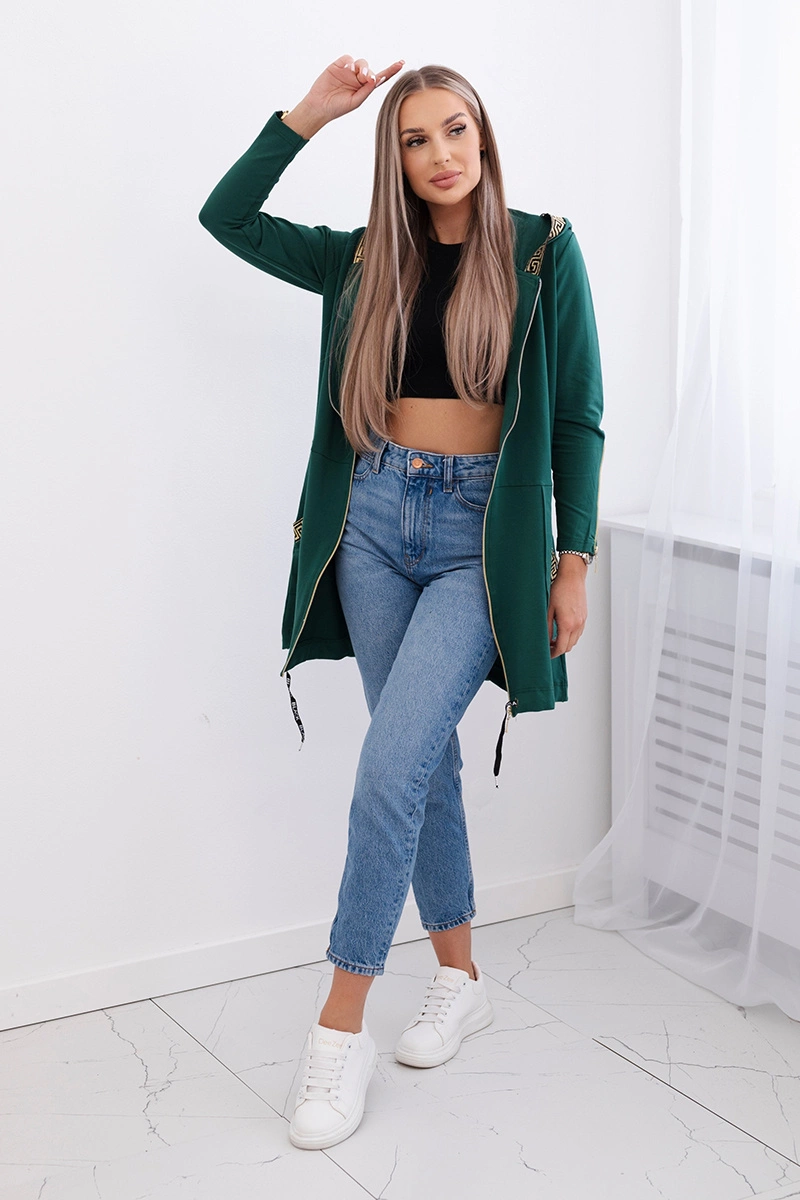 Sweatshirt with decorative belt green
