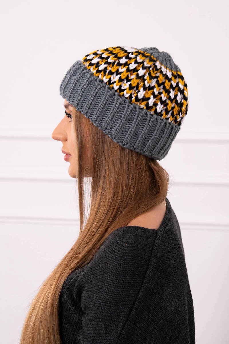 Women&#039;s cap Iris K348 dark gray+yellow