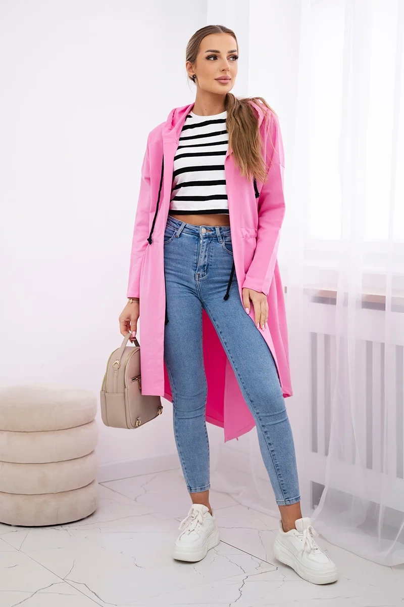 Coat with a longer back part light pink