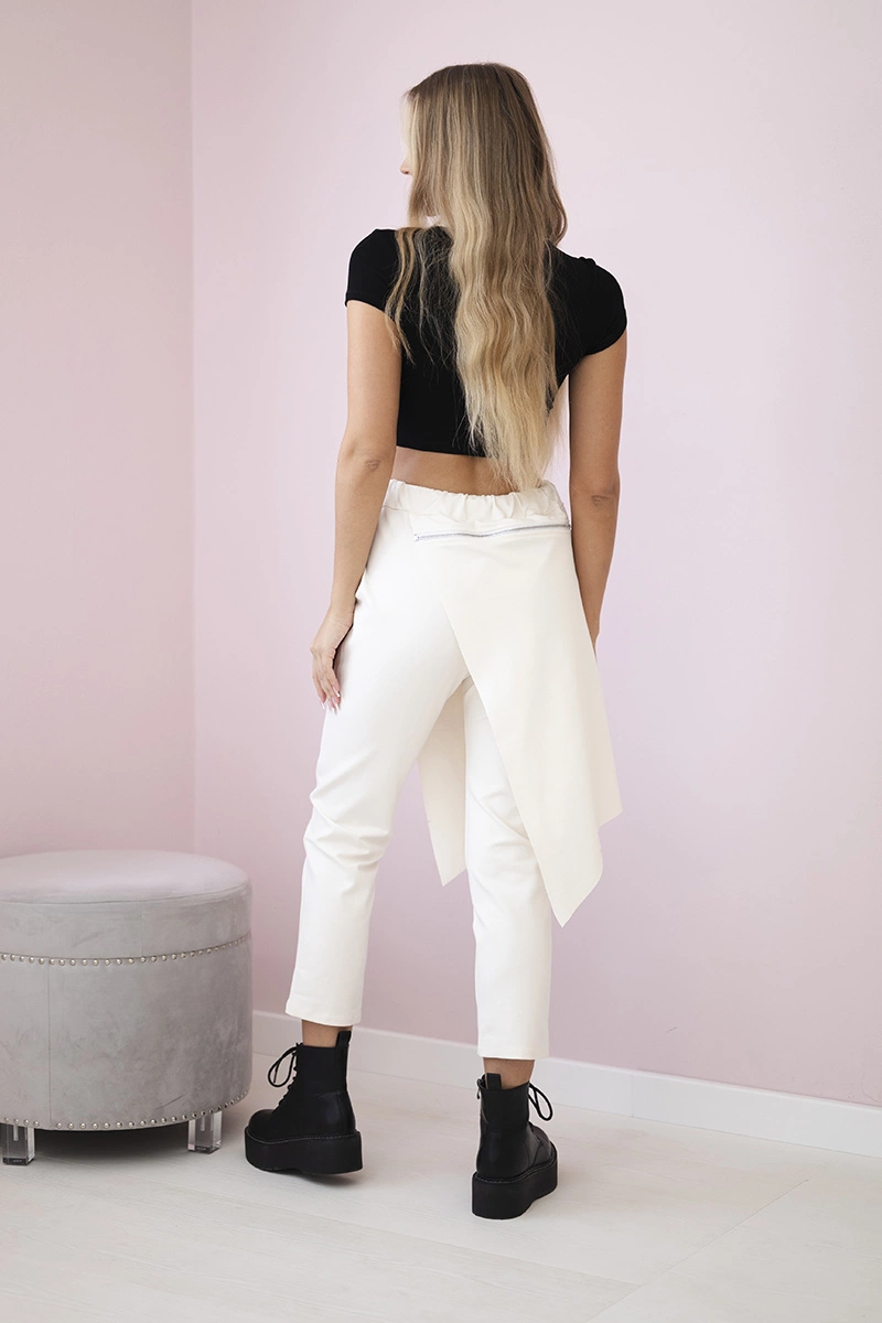 Punto Milano winter pants with decorative zipper light beige