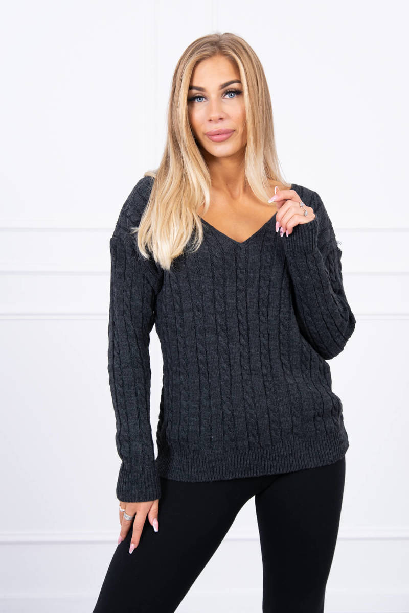 Knitted Sweater With Graphite V-neck