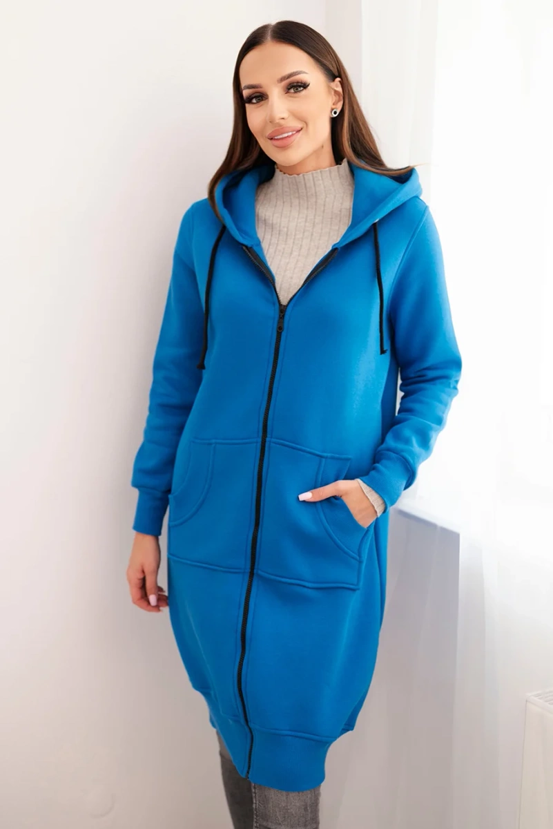 Long insulated hoodie - purple blue