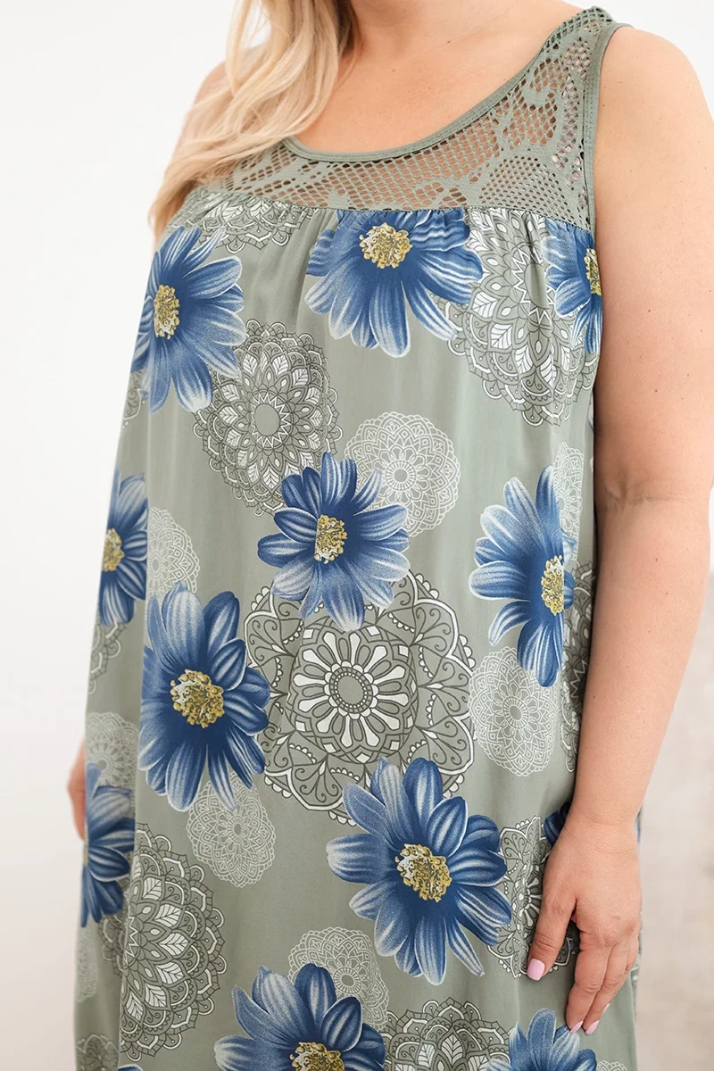 Kesi Plus Size dámske kvetinové šaty s čipkou