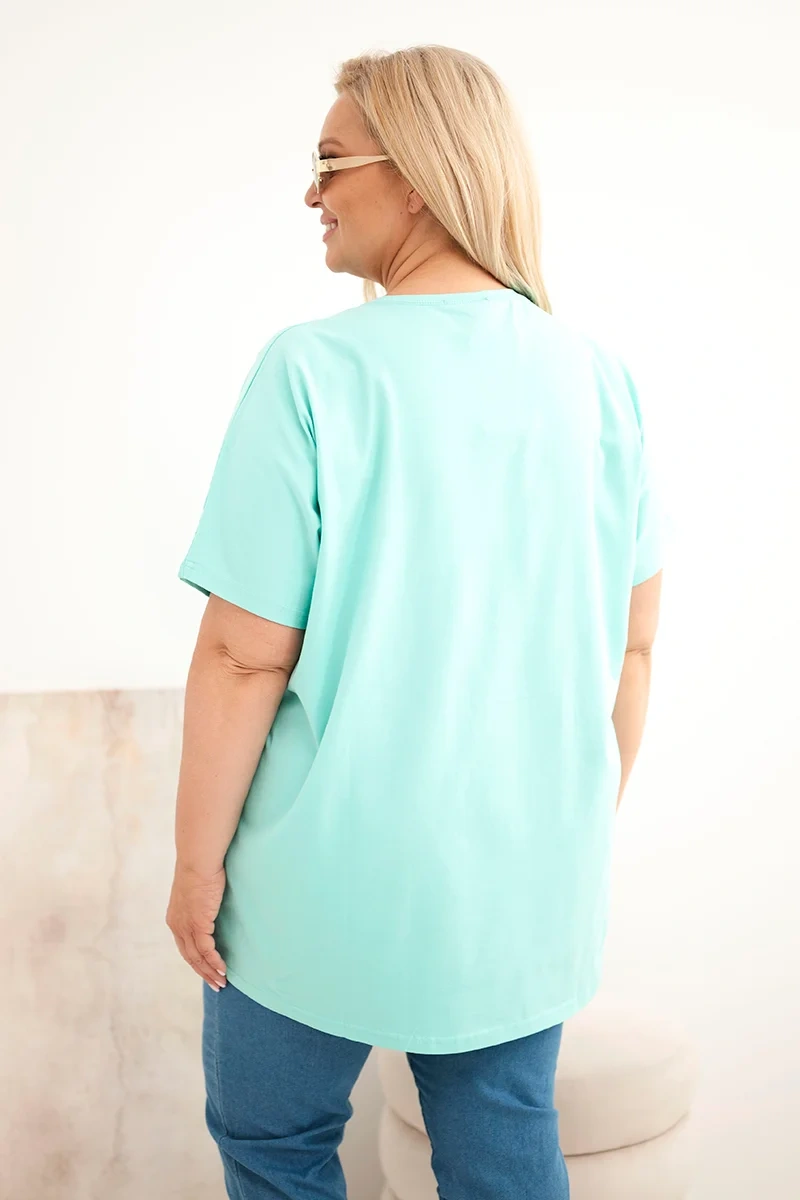 Dámska blúzka Plus Size s pierkami mätová