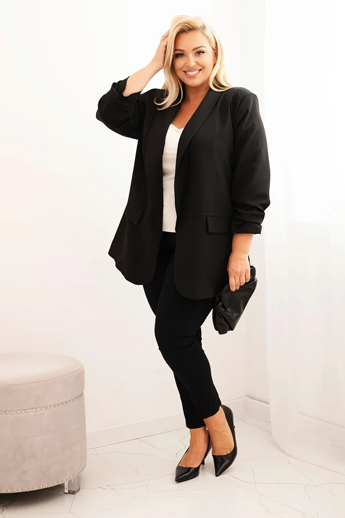 Kesi Włoski Elegant Plus Size women&#039;s blazer black