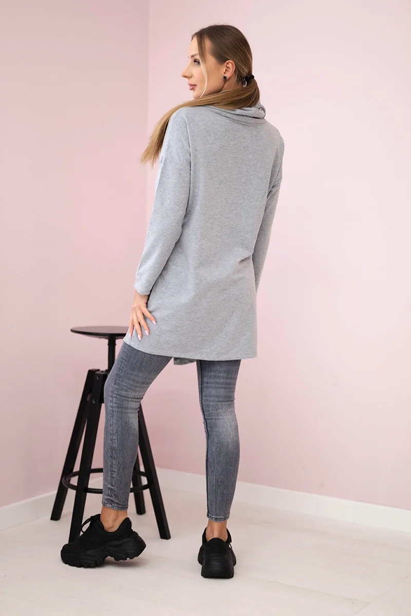 Tunic with a clutch on the front Oversize gray