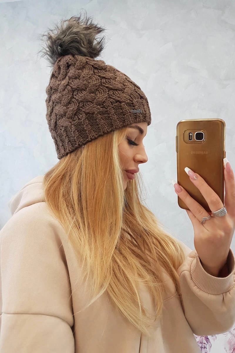 marka niezdefiniowana Cap with fleece Daria K217 cappuccino