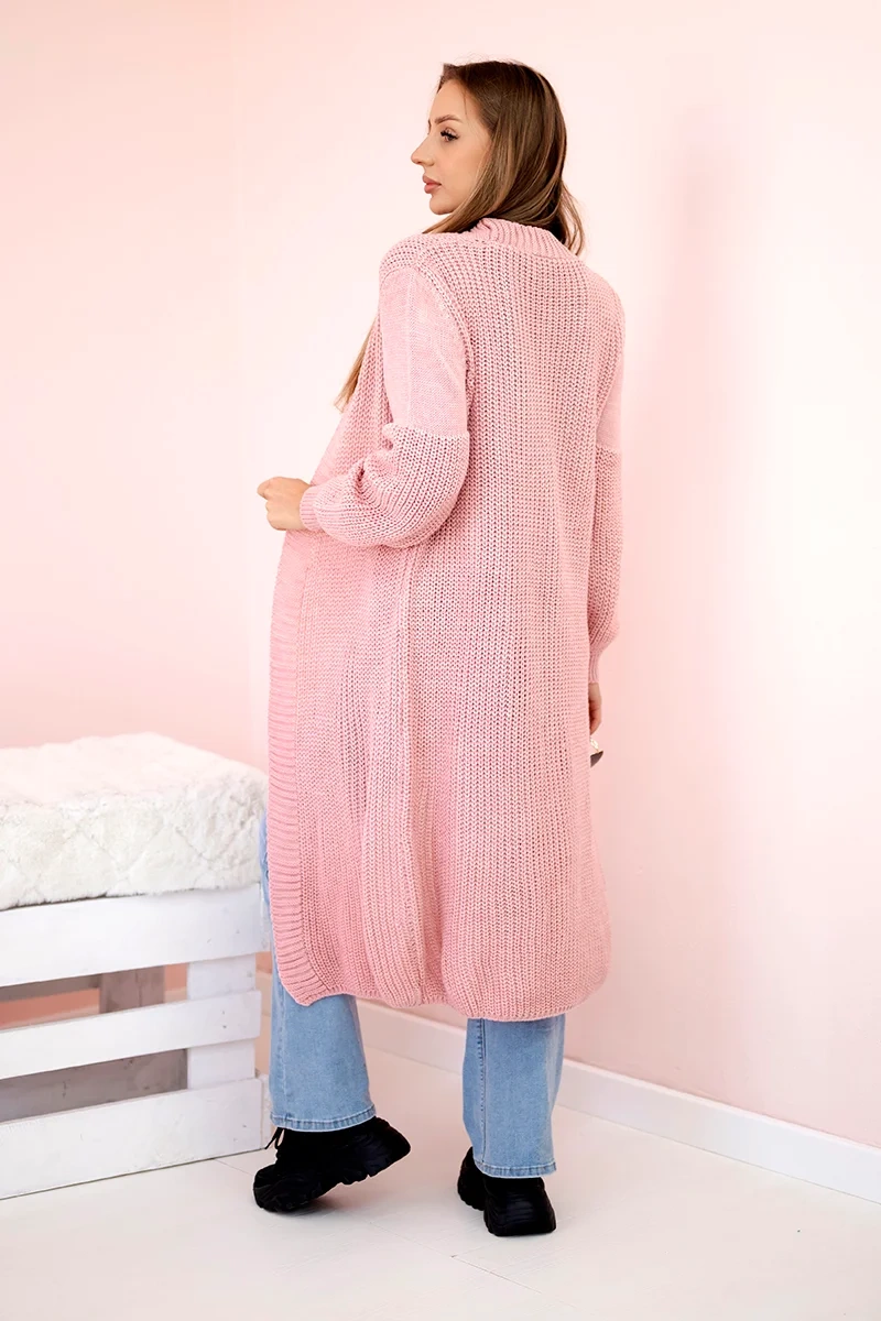 Long sweater powder pink cardigan