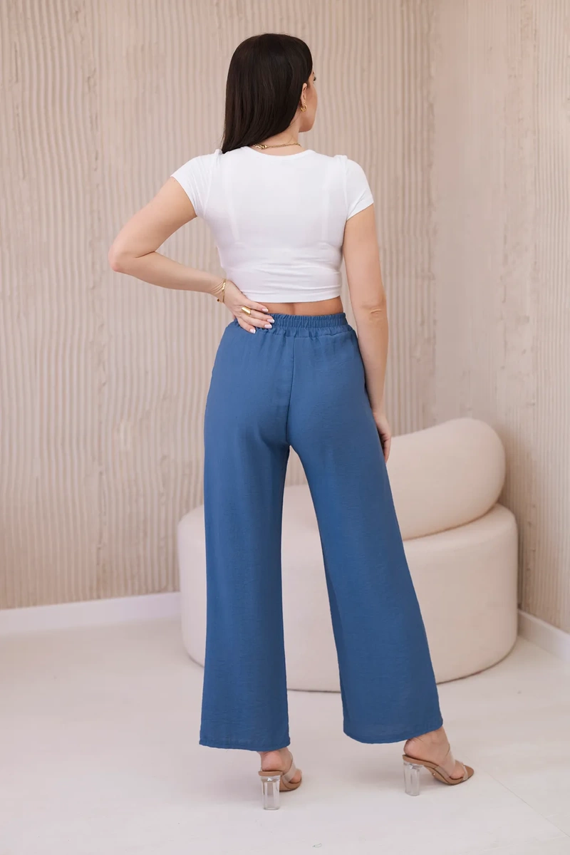 Viscose wide denim trousers