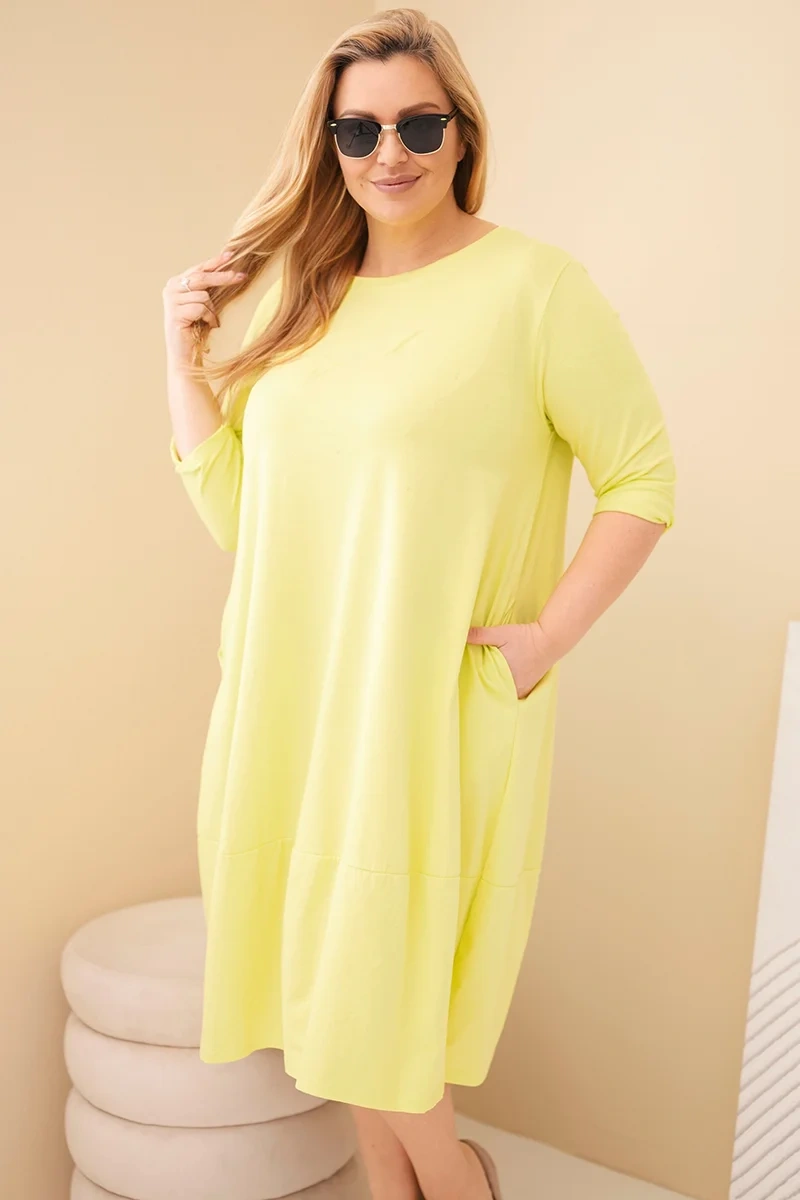 Plus size dámske šaty s vreckami