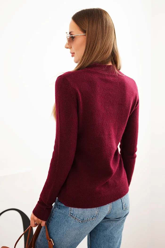 Kesi Włoski Women's sweater alpaca with a round neckline brown