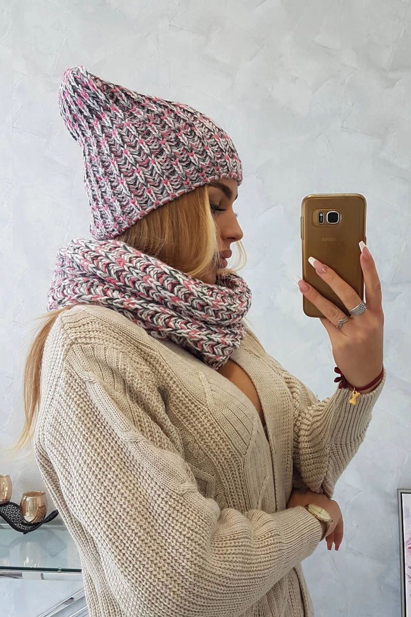 marka niezdefiniowana Women&#039;s set with fleece Merry K202 pink + gray