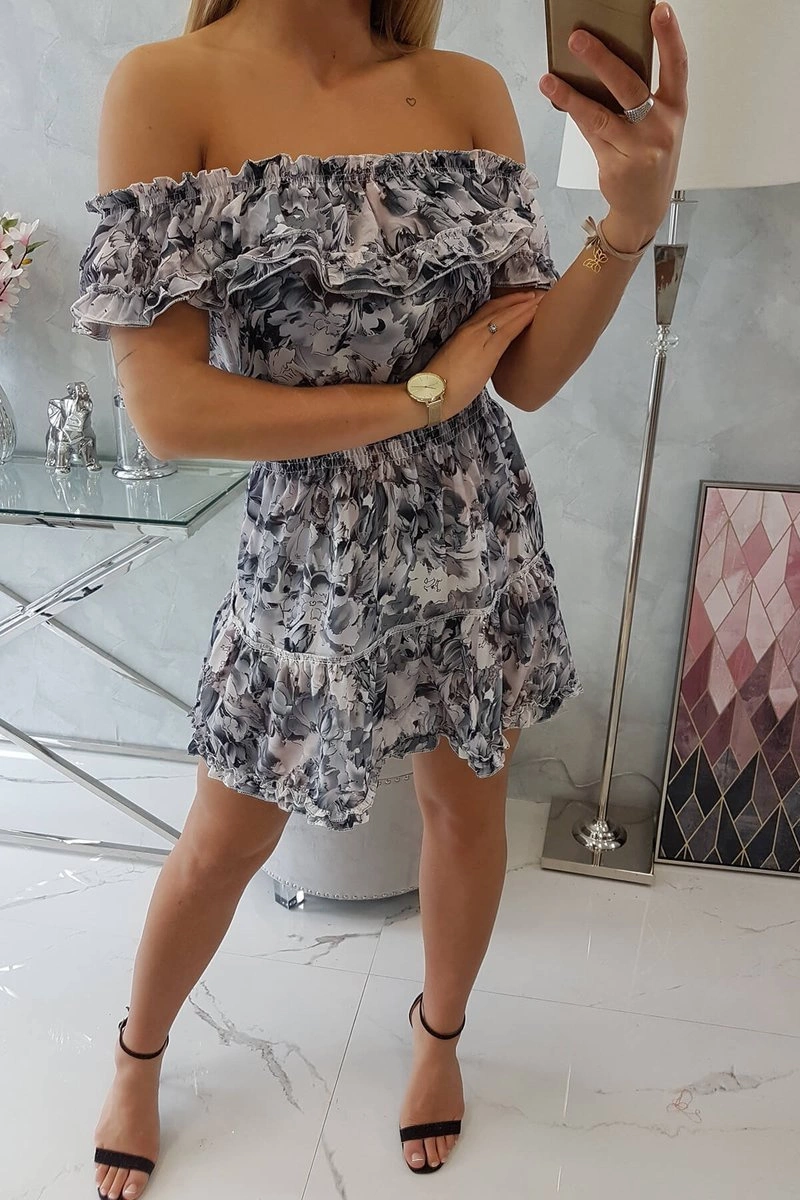 marka niezdefiniowana Off-the-shoulder floral dress black