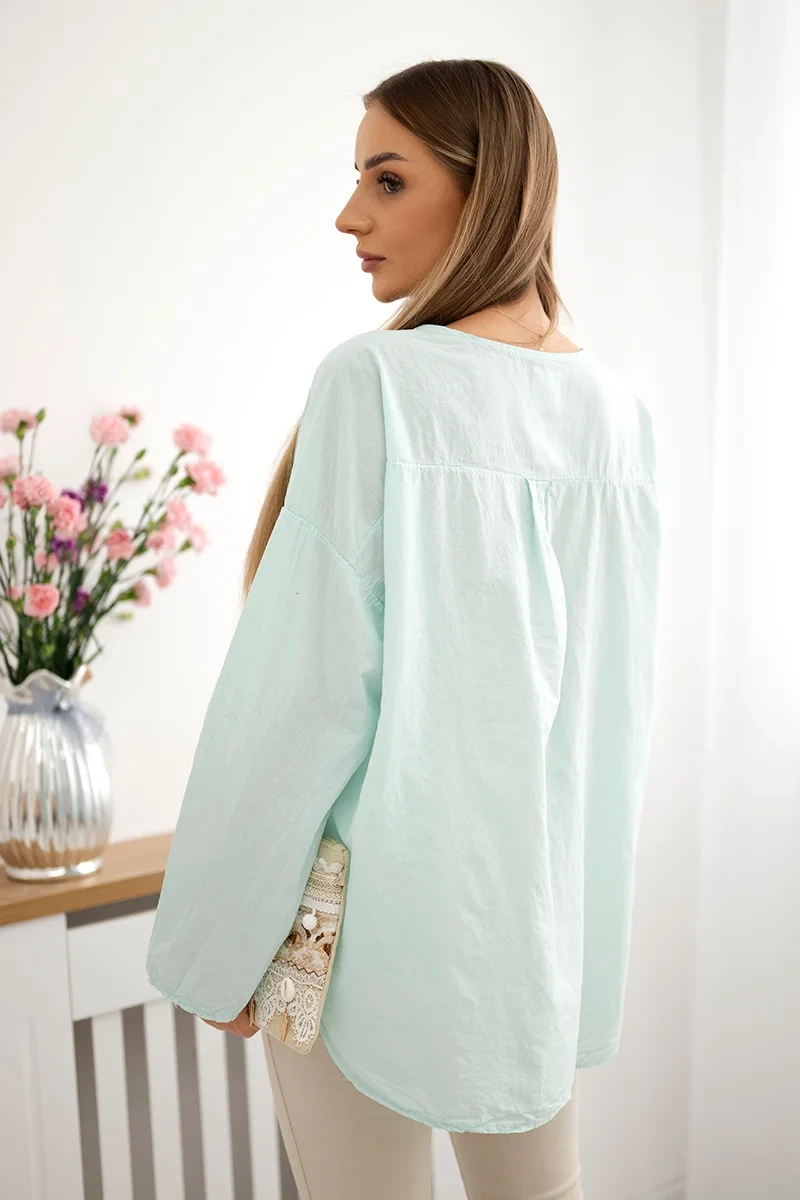 Kesi Włoski Shirt blouse with an embroidered pattern mint