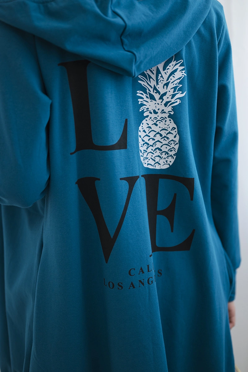 Cardigan with navy print