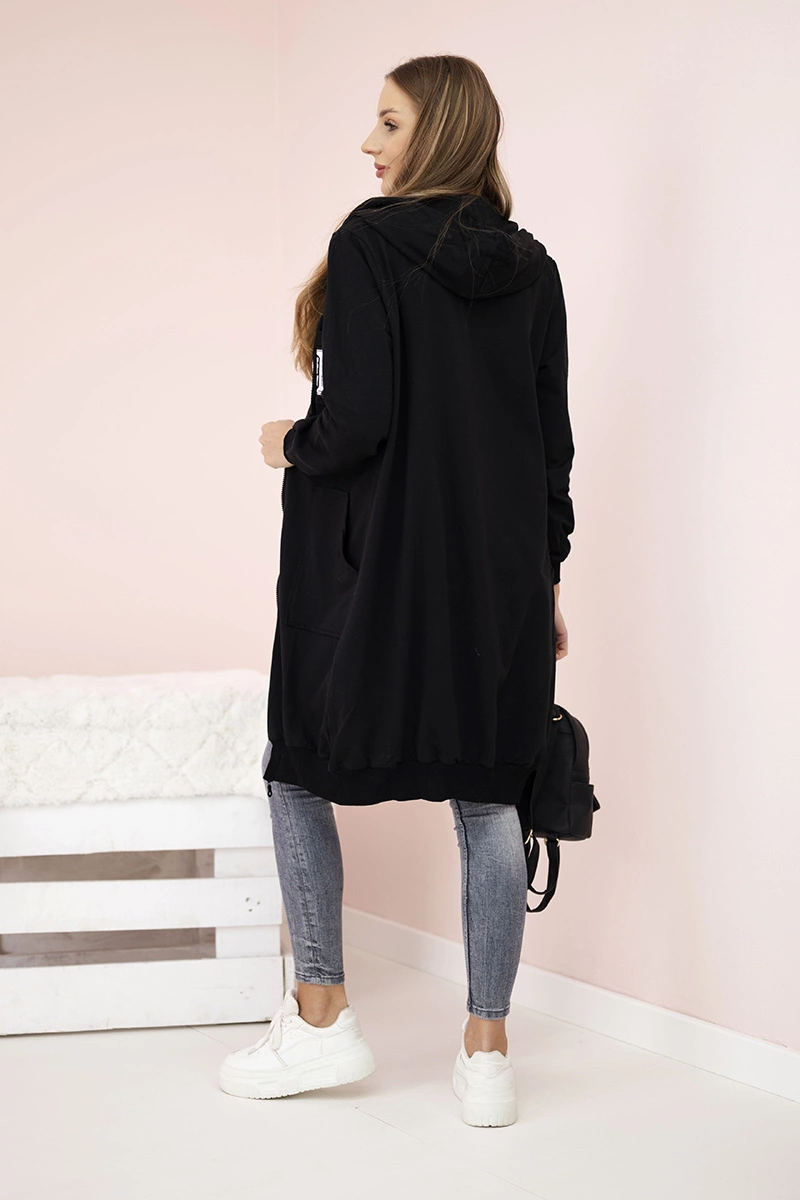 Kesi Women&#039;s longer sweatshirt with hood and zipper black