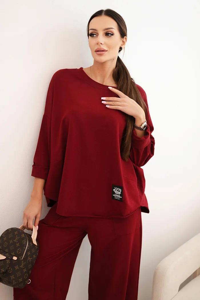 Kesi Włoski Cotton set sweatshirt + pants dark burgundy