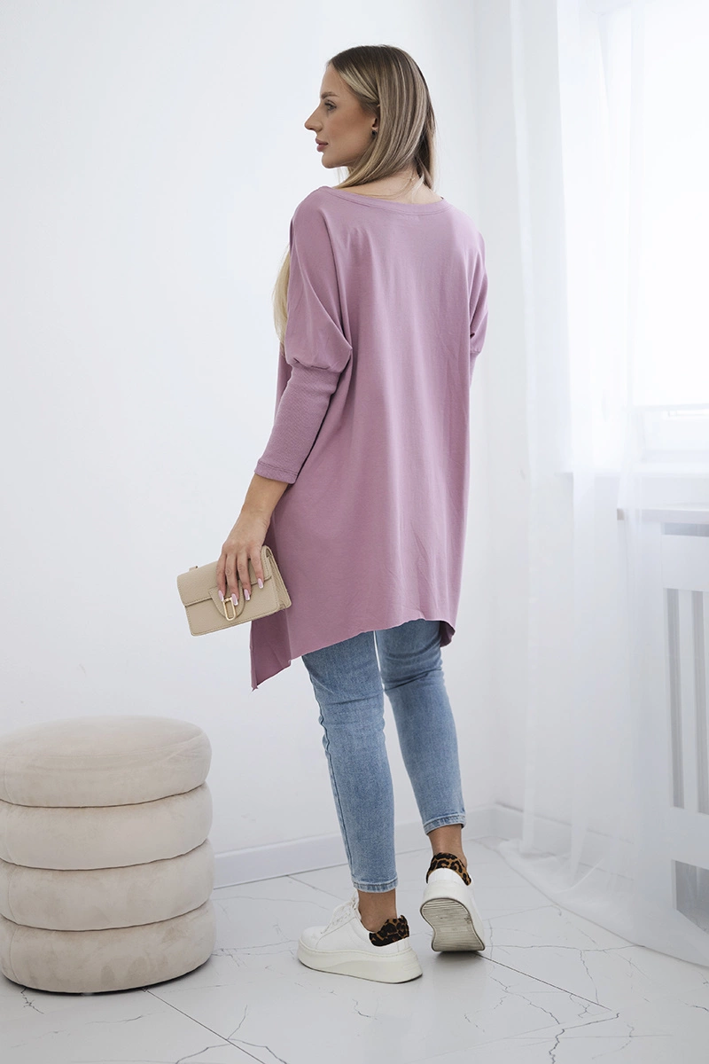 Oversize blouse with rainbow lip print navy pink