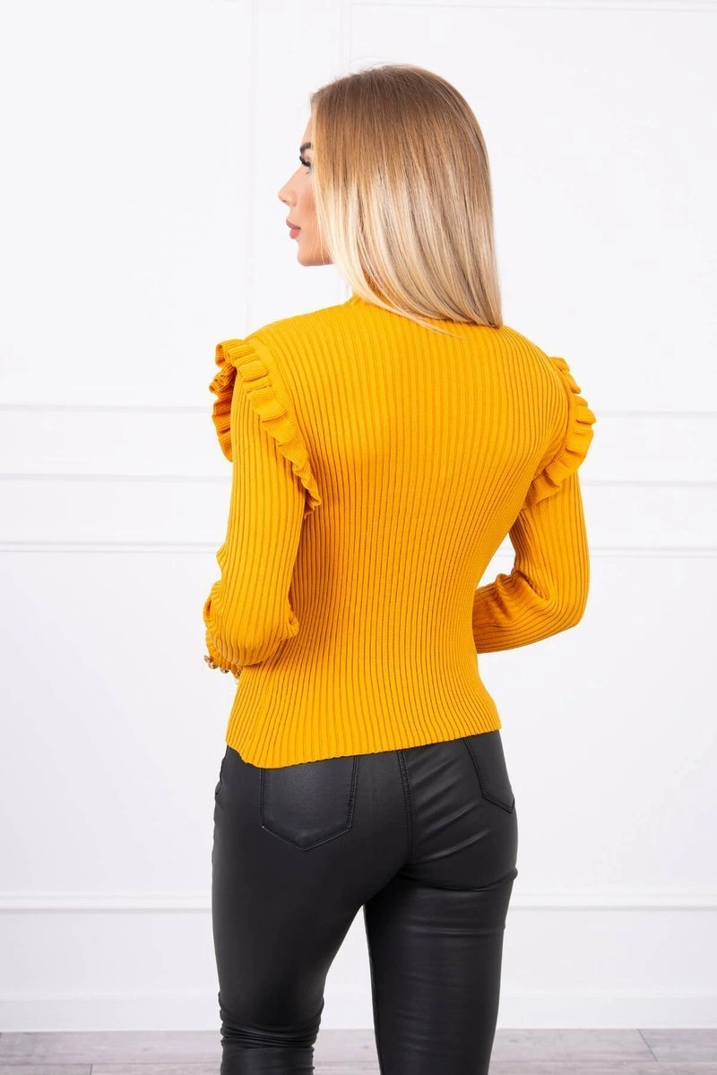 Kesi Fitted sweater blouse with buttons mustard