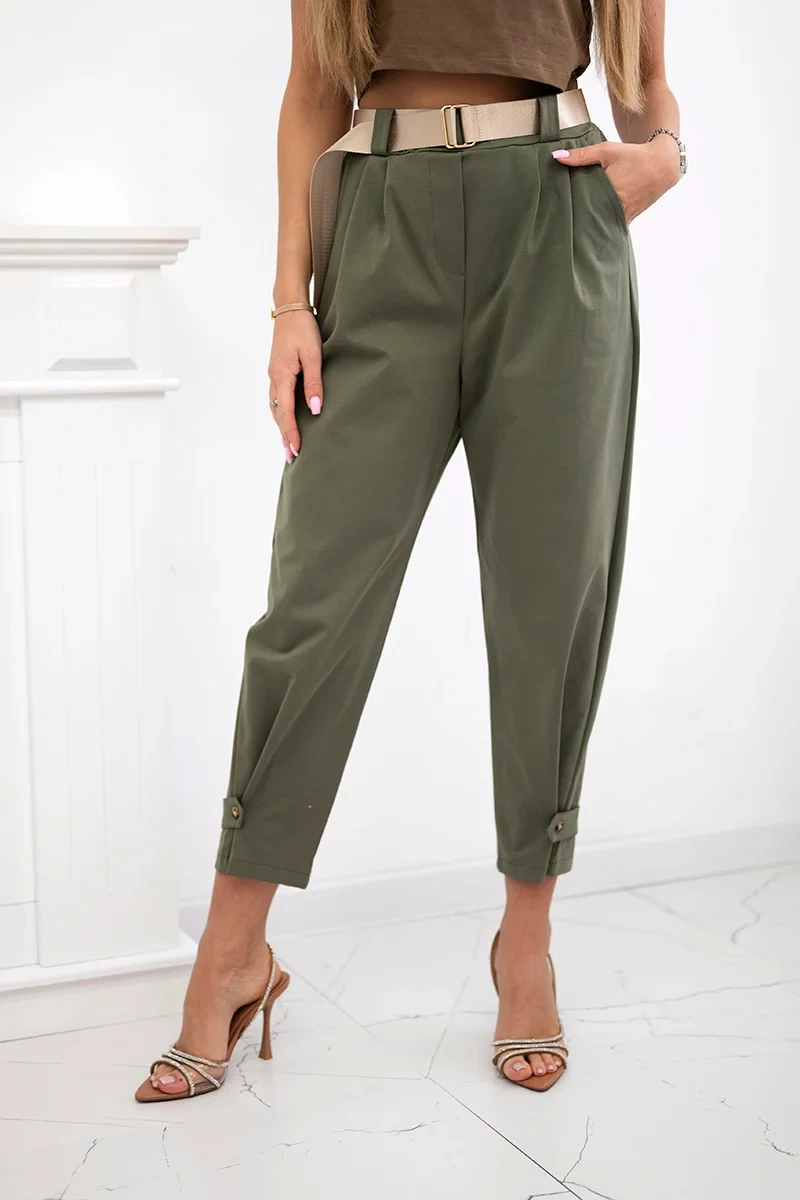 Kesi Włoski Summer Punto trousers with leg closure khaki