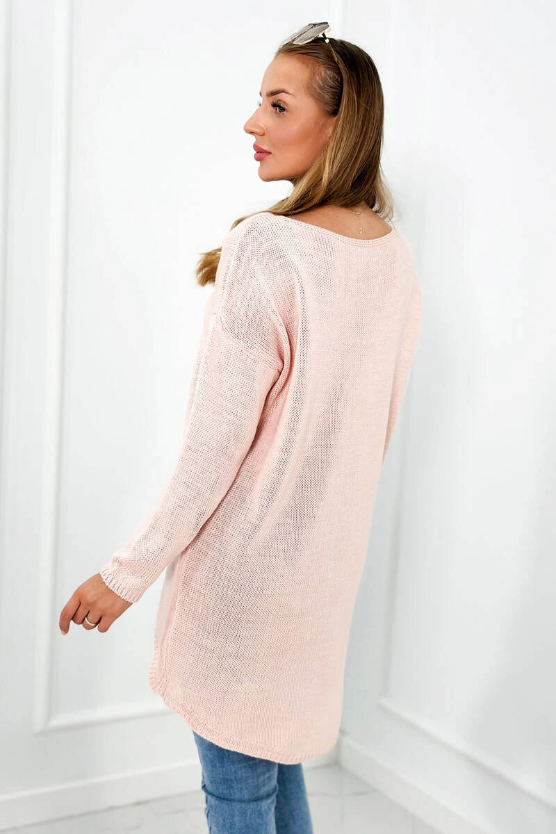 Sweater with necklace powder pink