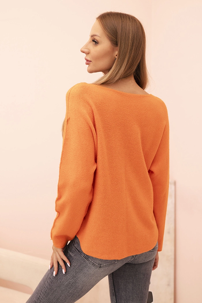 Kesi Włoski Women&#039;s sweater with viscose and a V-neck orange