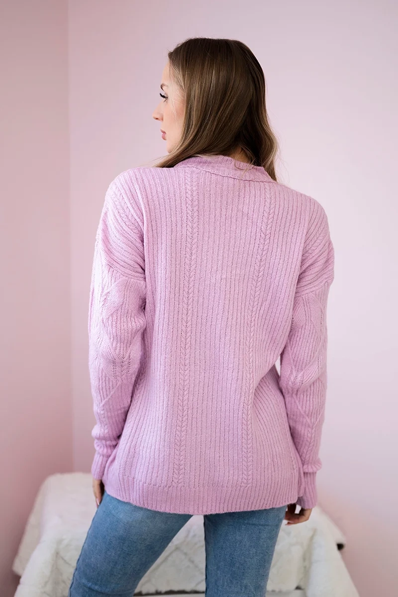 Pullover sweater with fashionable purple weave