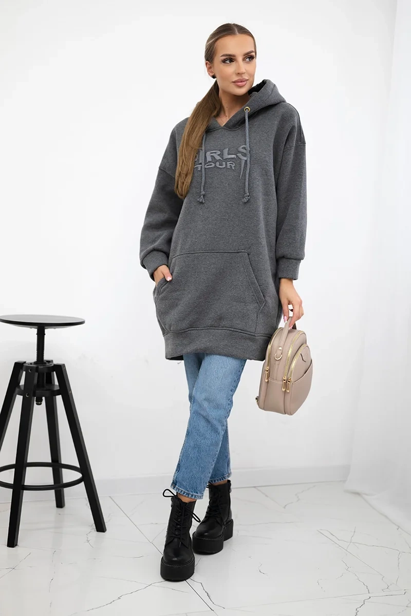 Insulated sweatshirt with embroidered oversize graphite inscription
