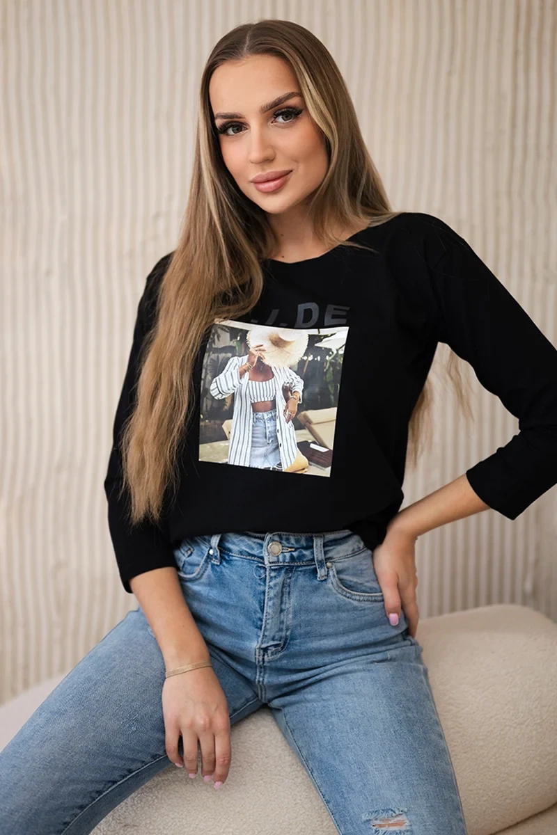 Blouse with Tide black print