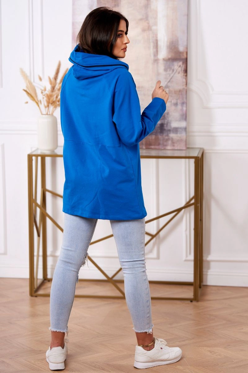 Tunic with zipper on hood Oversize mauve - blue