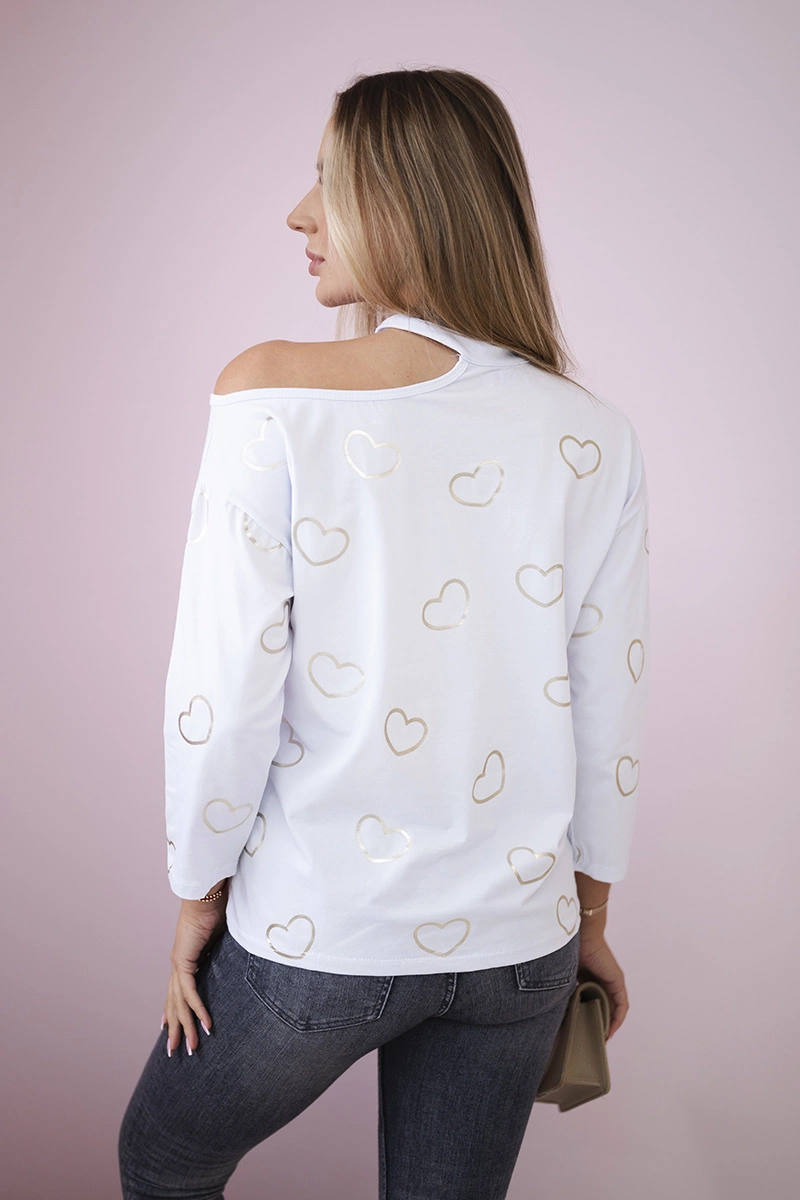 marka niezdefiniowana Blouse with a print of hearts white
