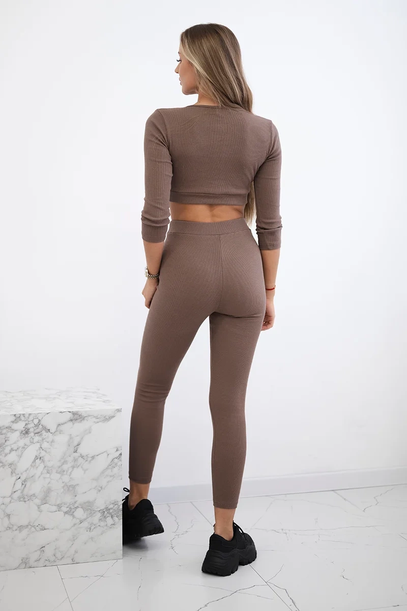 Ribbed crop top set mocha