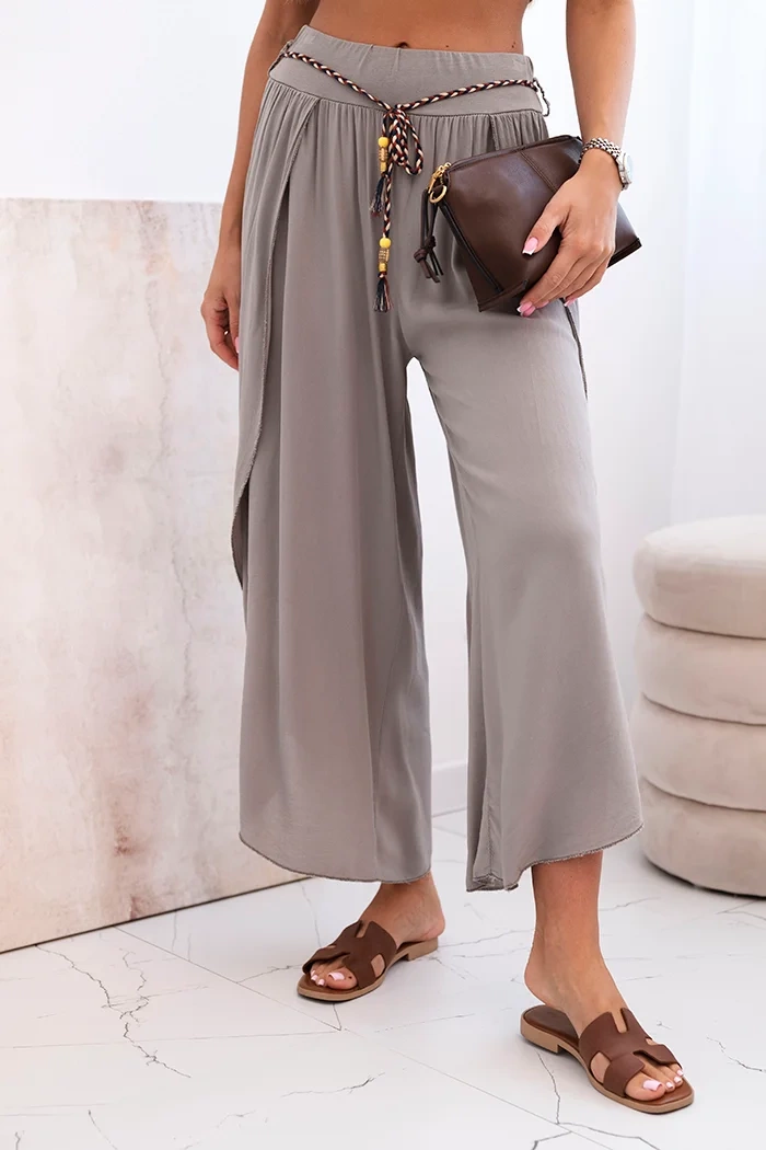 Kesi Włoski Women's viscose trousers with leg slit fango