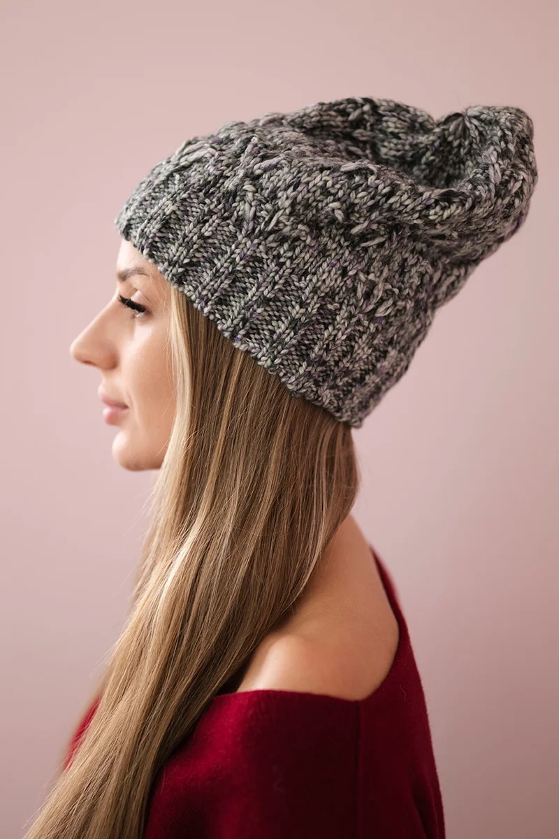 Kesi Cap with fleece Roksana K209 gray+purple