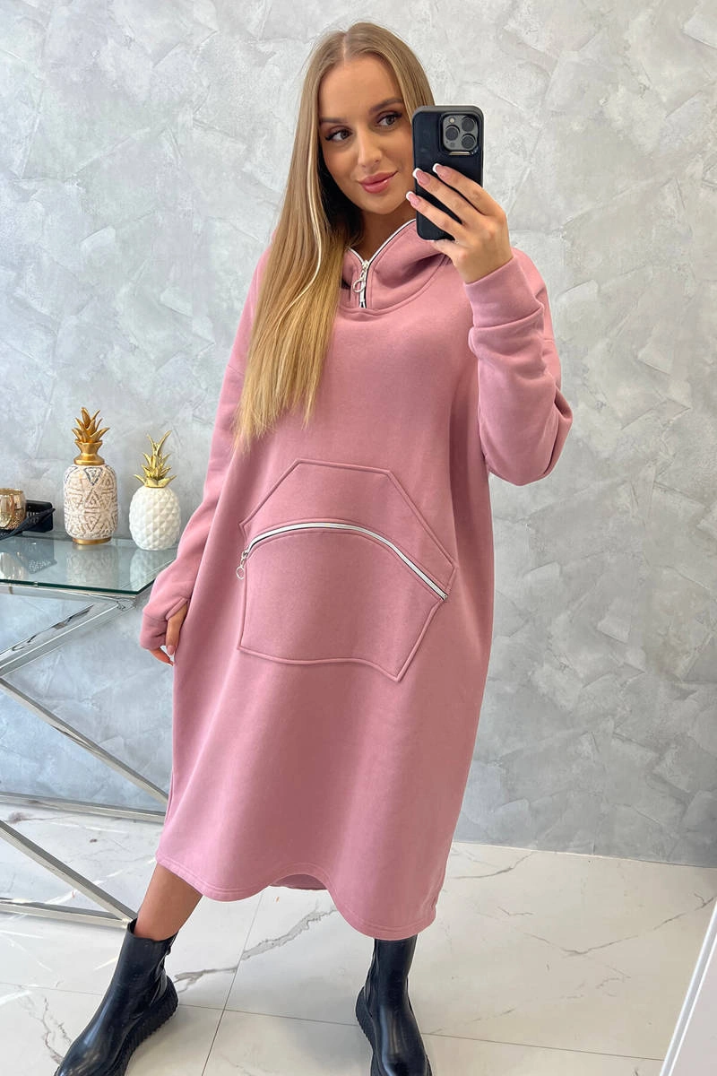 Insulated dress with hood navy pink