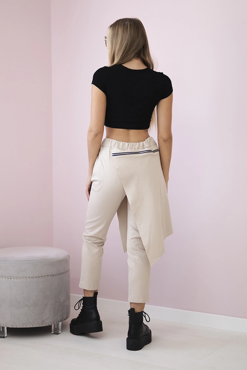 Punto Milano winter pants with decorative zipper dark beige