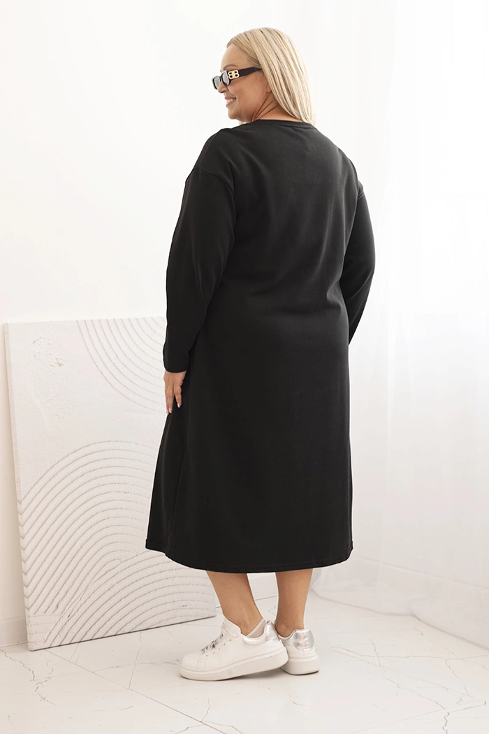 Kesi Włoski Plus Size women&#039;s dress with cotton embroidery black