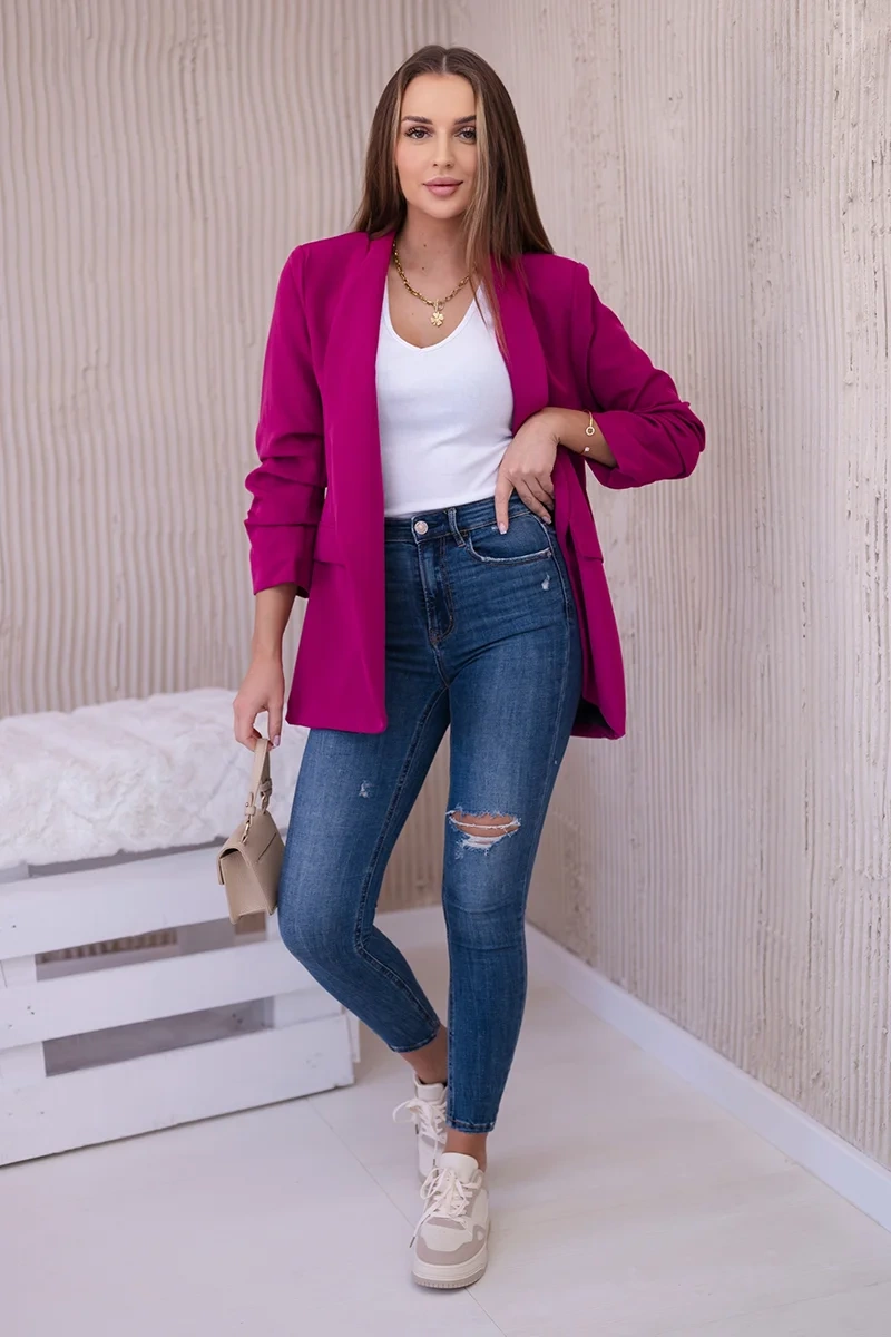 Elegant blazer with lapels dark purple