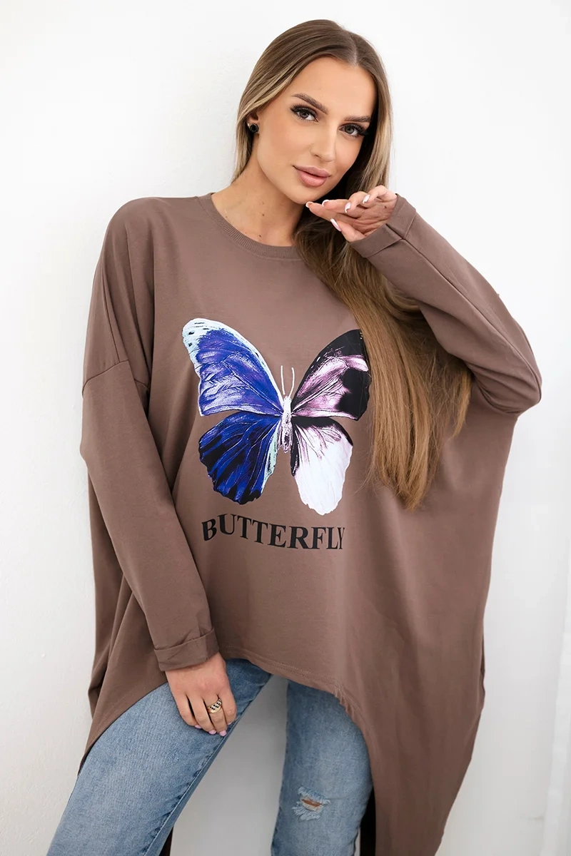 Oversize mocca print blouse