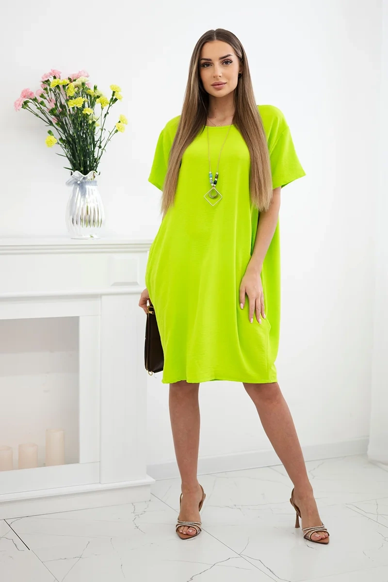 Kesi Włoski Dress with pockets and pendant kiwi