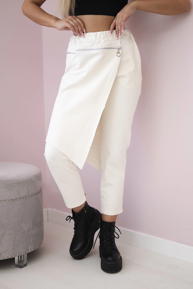 Punto Milano winter pants with decorative zipper light beige