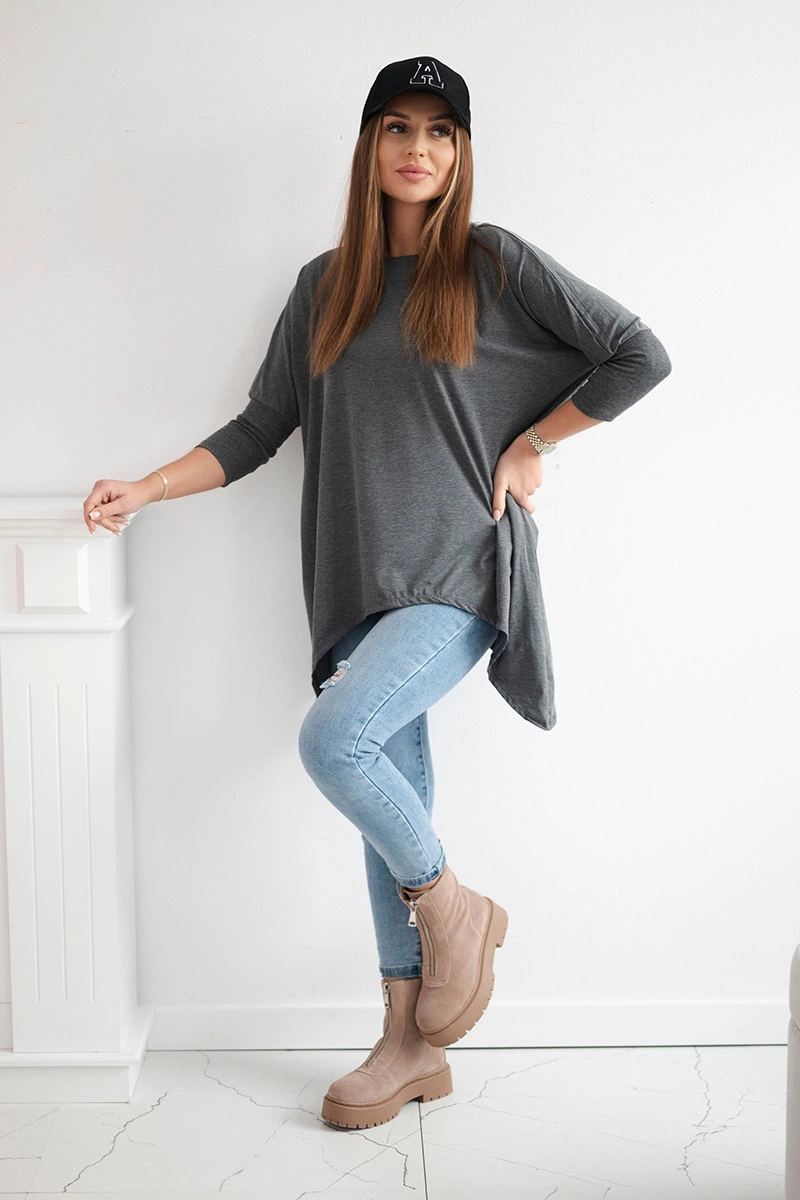 Oversize blouse in graphite melange