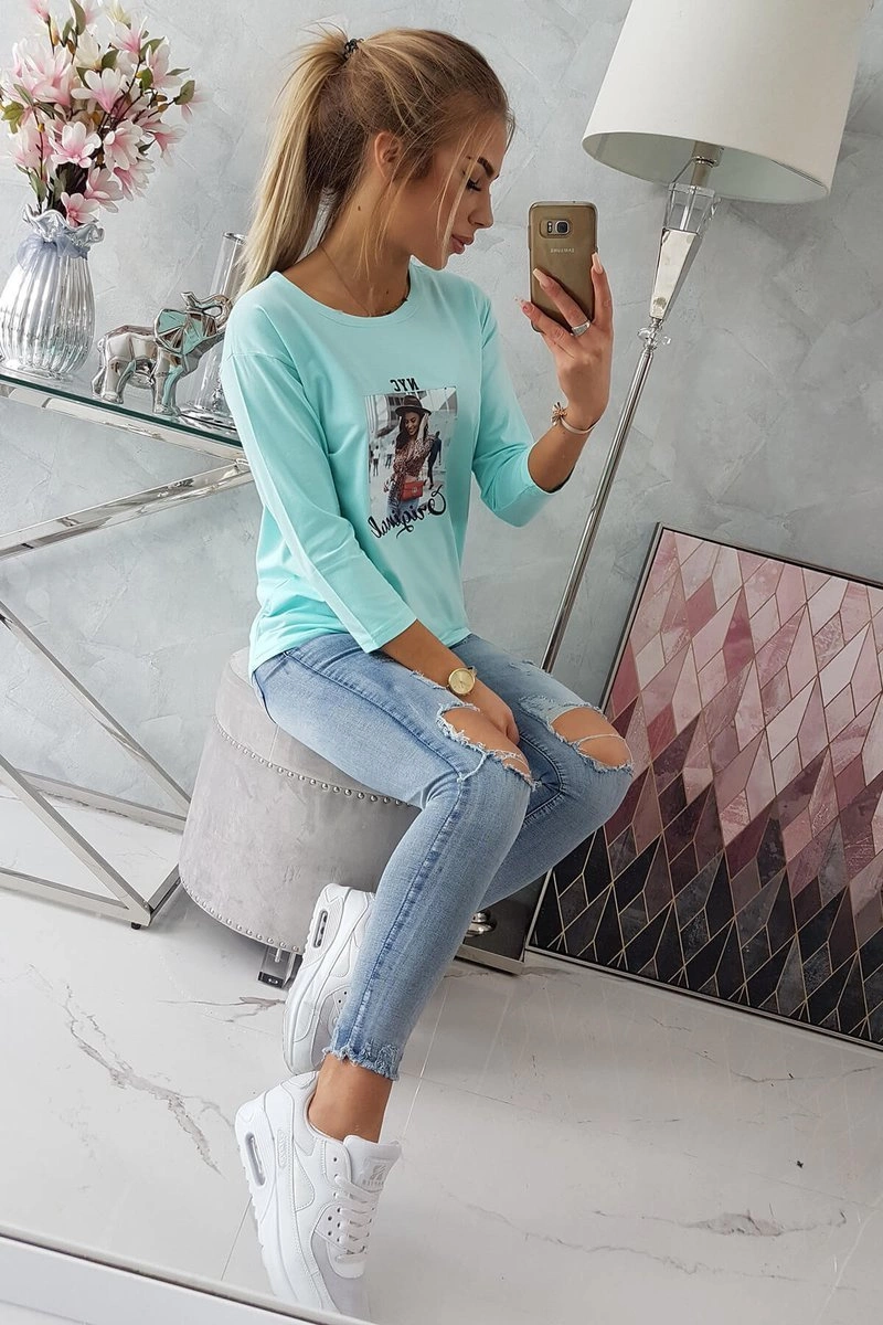 Blouse with Original mint print