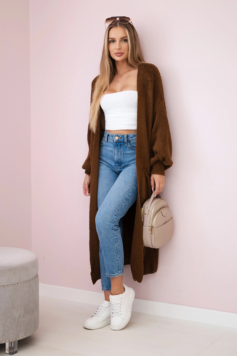 Kesi Włoski Sweater long cardigan chocolate
