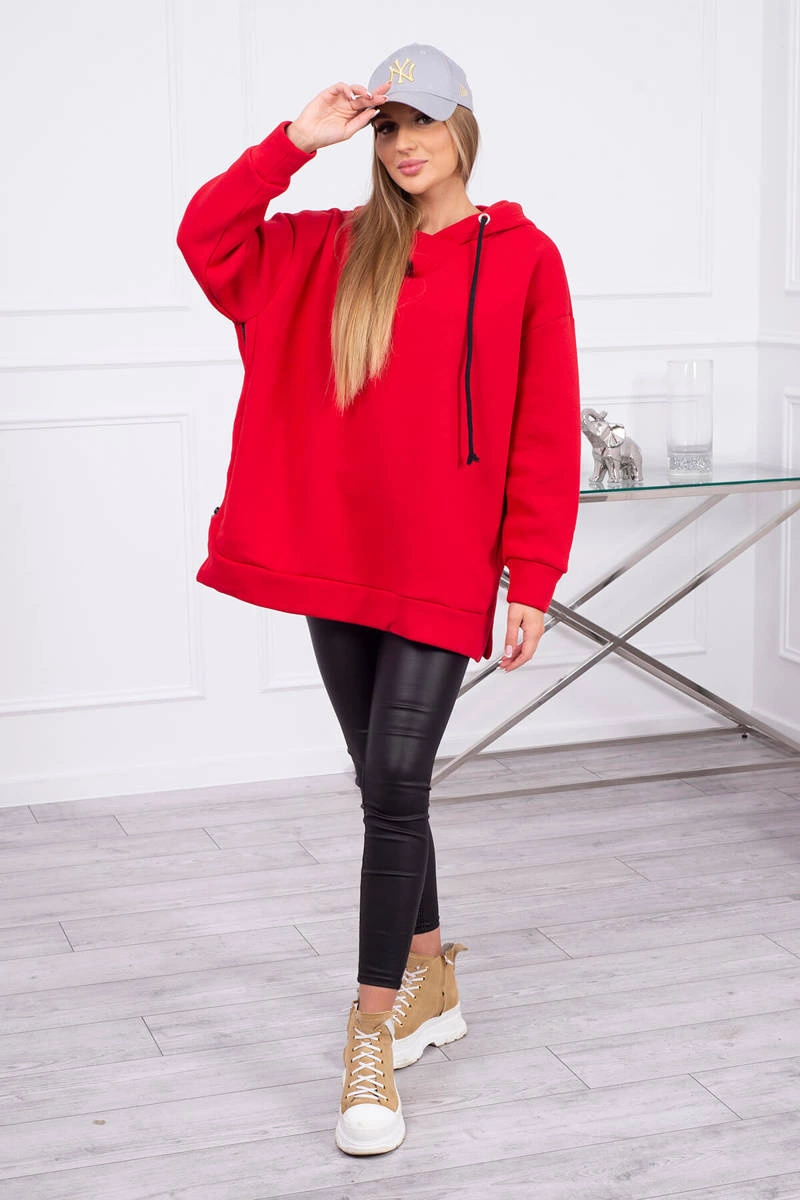 Kesi Insulated sweatshirt with a zipper on the side red
