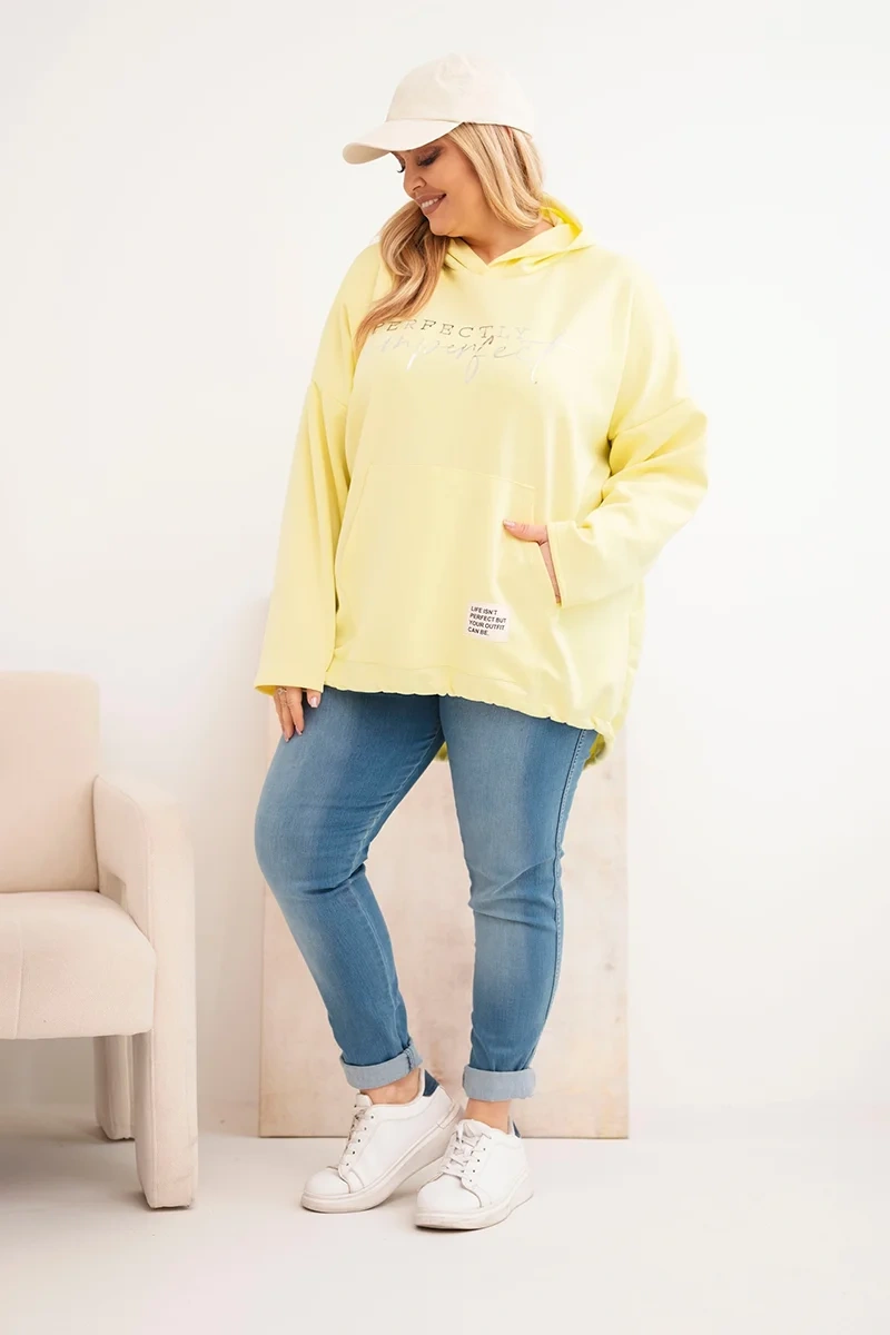 Kesi Włoski dámska plus size mikina s potlačou žltá