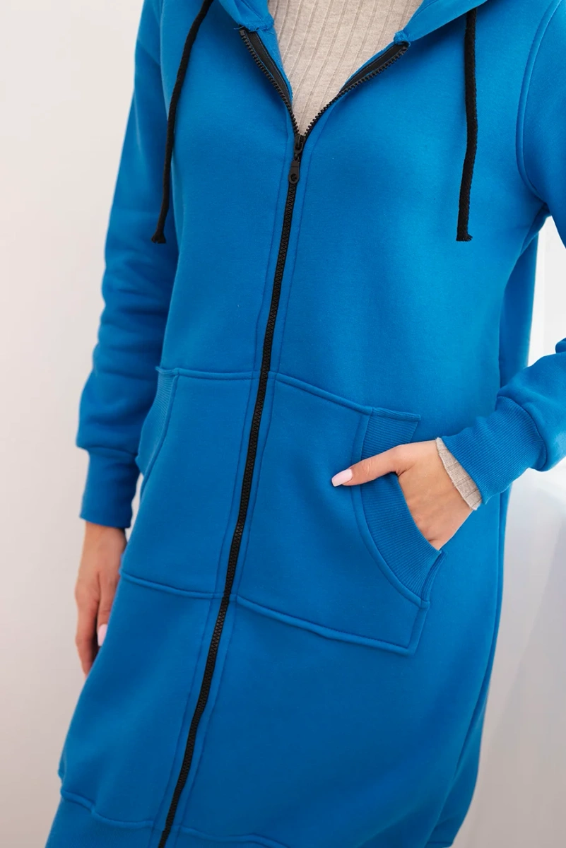 Long insulated hoodie - purple blue