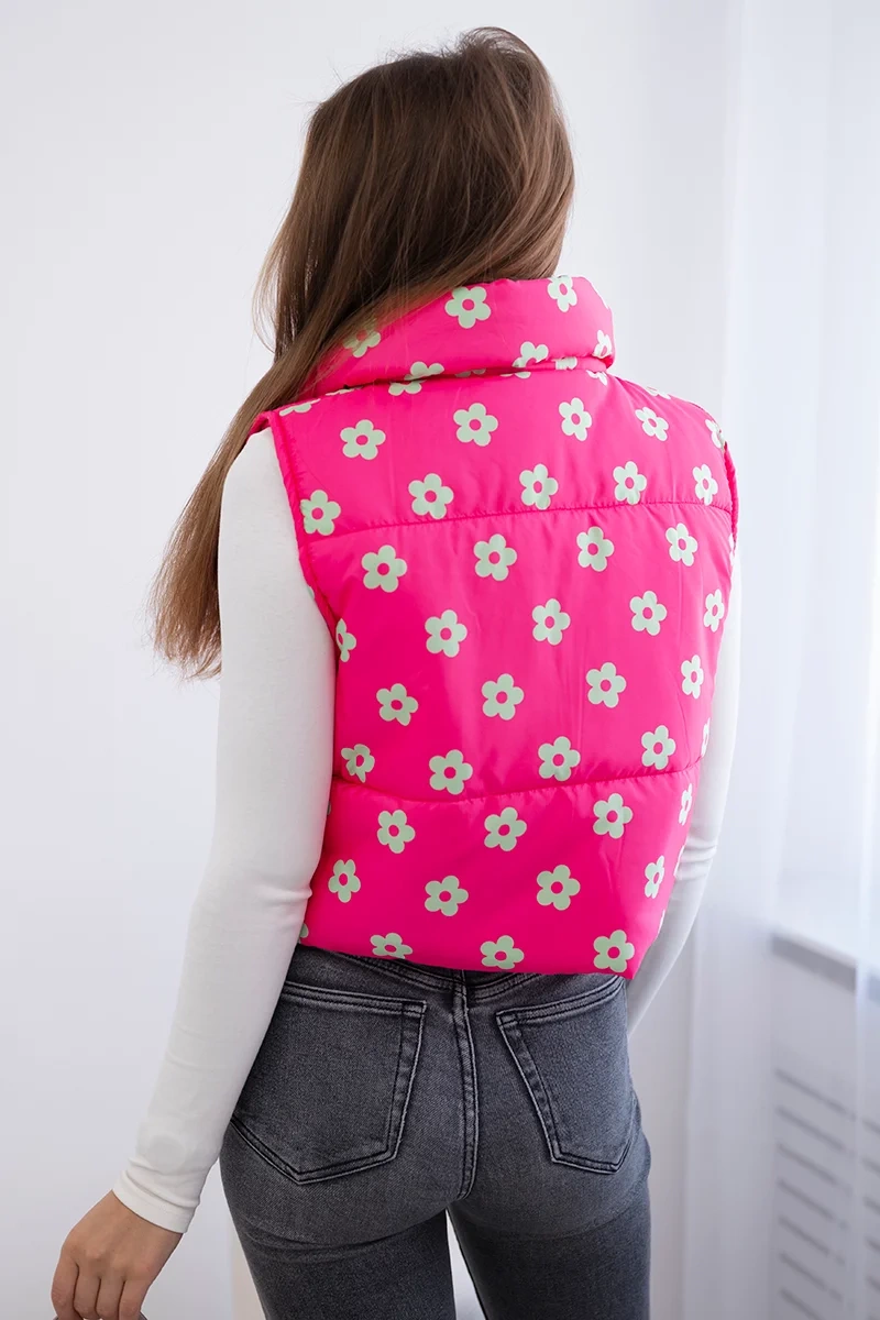 Vest with small fuchsia flowers