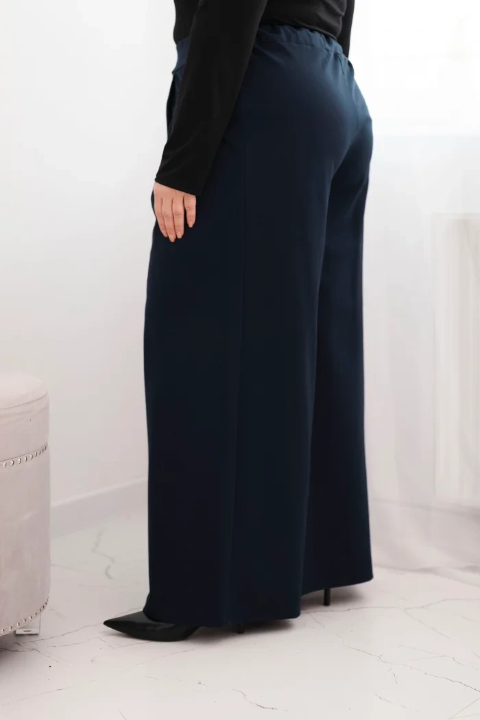 Kesi Włoski Dámske nohavice Plus Size so širokými nohavicami a skladaním modré